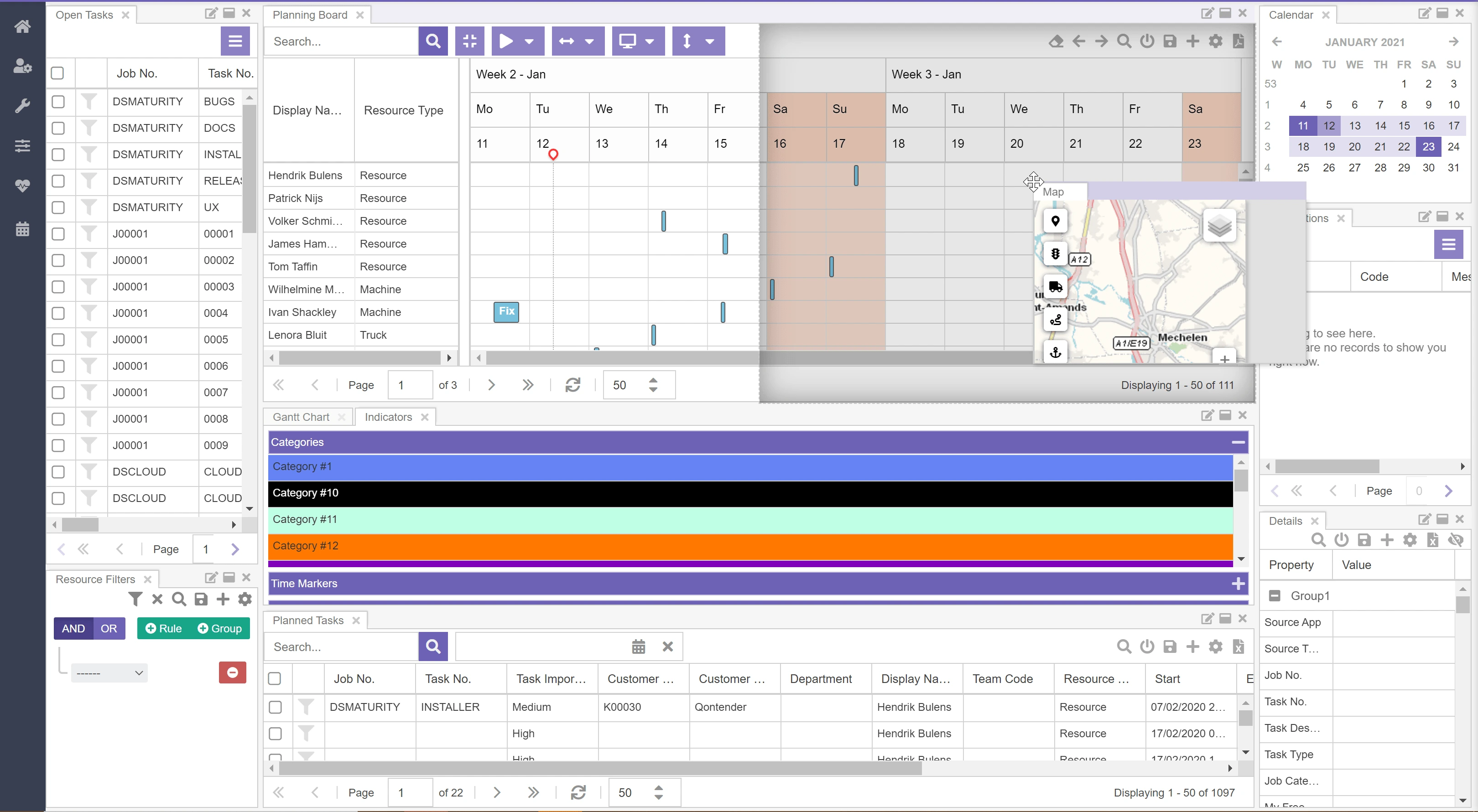 Workspace arrangement in Dime.Scheduler
