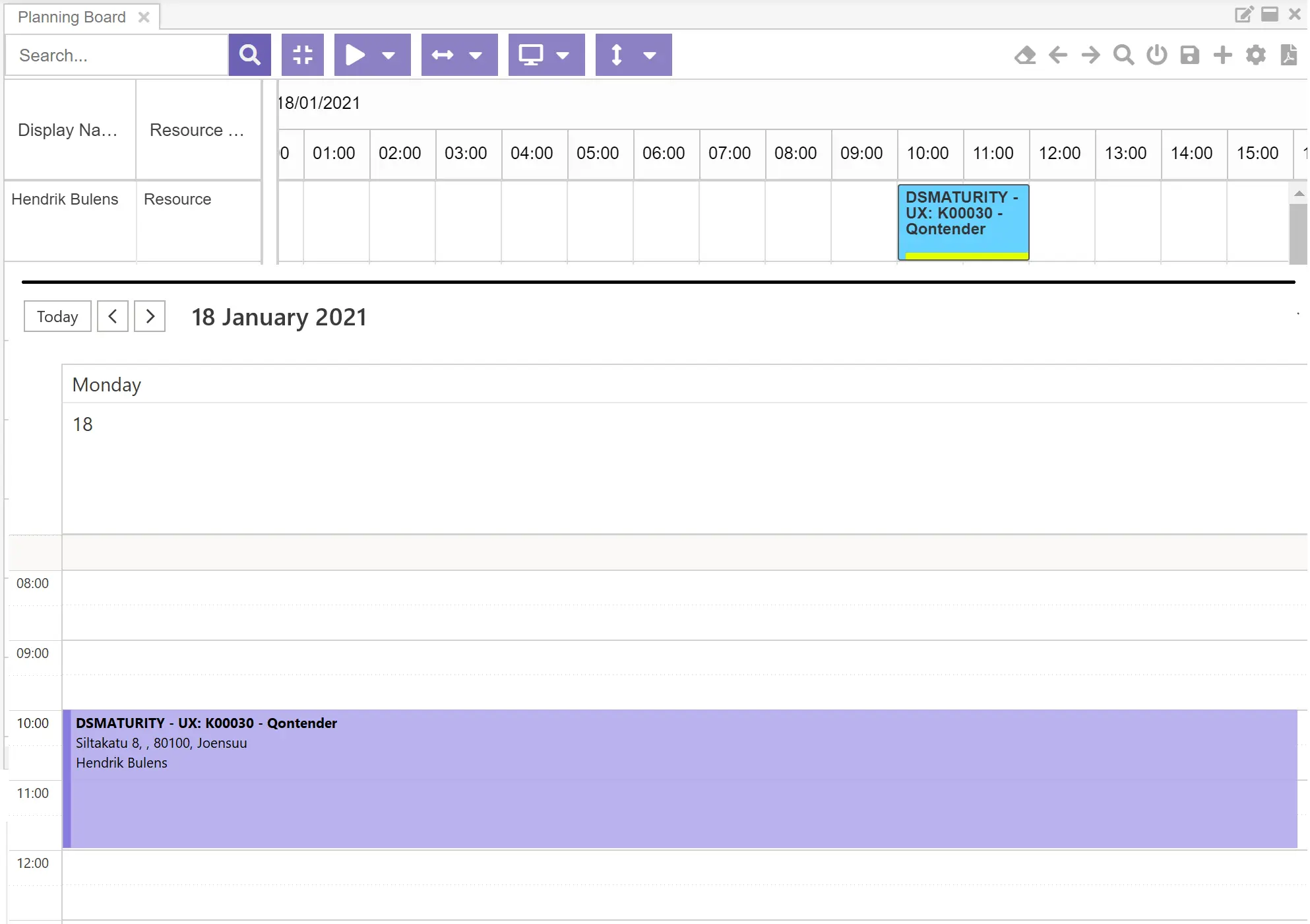 Dime.Scheduler multi-resource planning view with timeline and capacity management